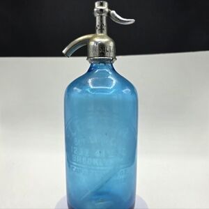 Antique Blue Sun Seltzer Corp Leeder Co Brooklyn NY Made in Czechoslovakia 1950s